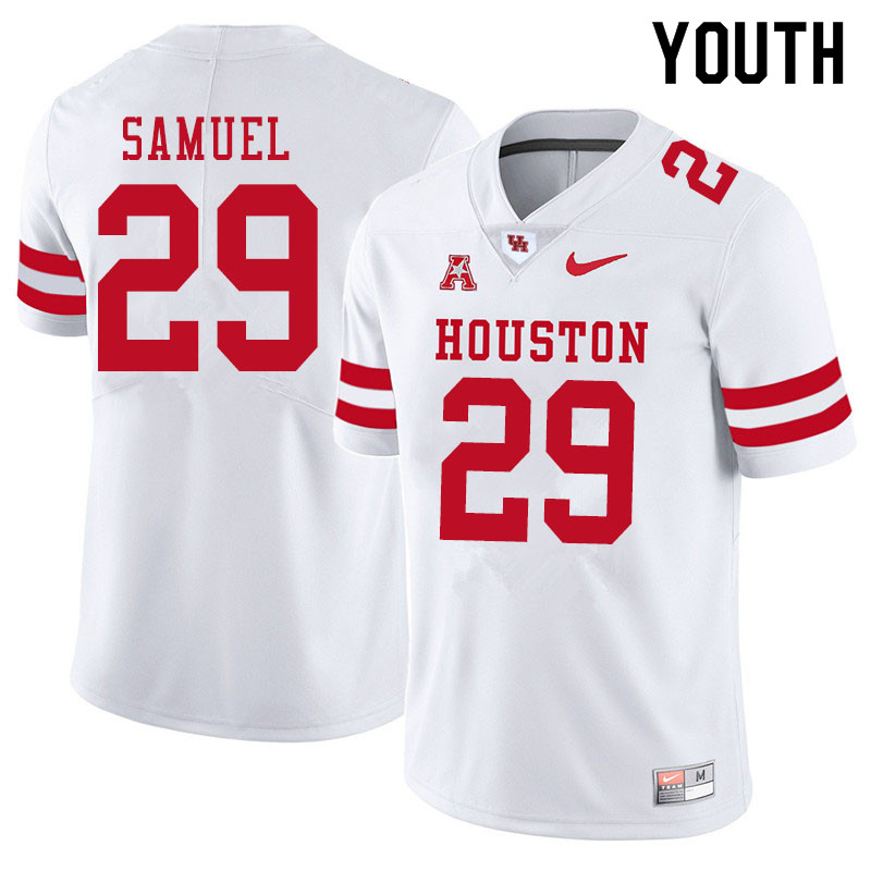Youth #29 Colin Samuel Houston Cougars College Football Jerseys Sale-White - Click Image to Close